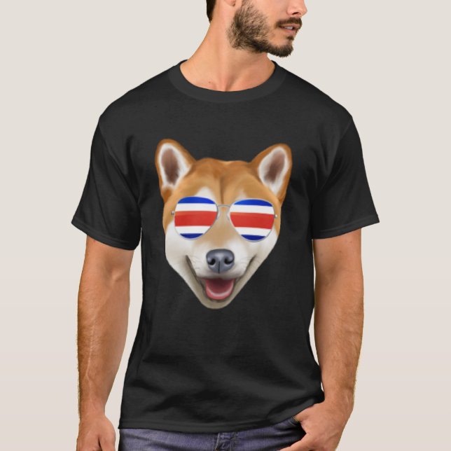 Costa Rica Flagg Shiba Inu Dog Tico Pocket T-Shirt (Vorderseite)