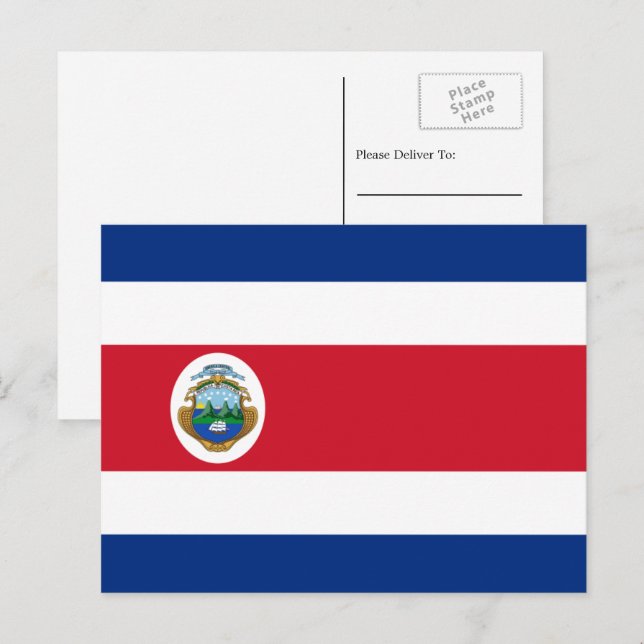 Costa-Rica-Flagge, Flagge Costa Ricas Postkarte (Vorne/Hinten)