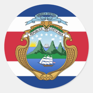 Costa Rica Flagge & Wappen, Costa Rica Flagge Runder Aufkleber