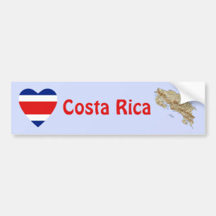 Costa Rica-Flaggen-Herz + Karten-Autoaufkleber Autoaufkleber