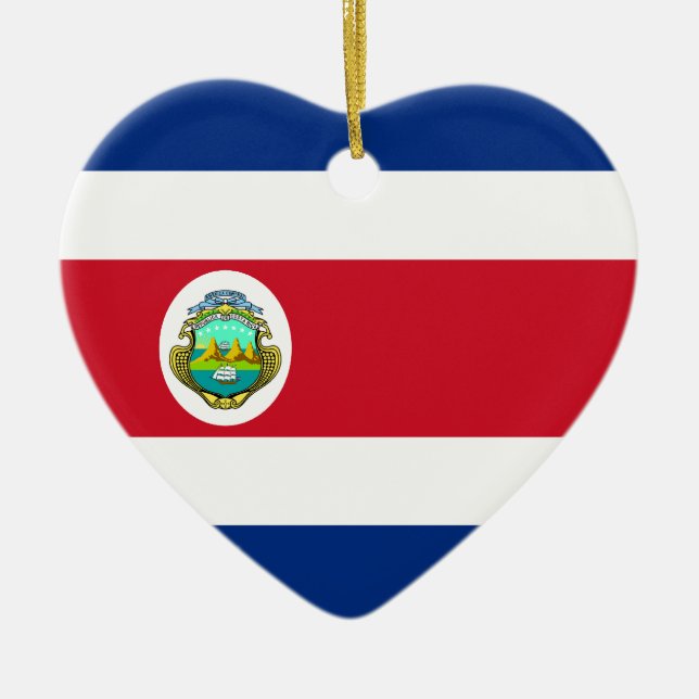 Costa Rica-Flaggen-Herz-Verzierung Keramik Ornament (Vorne)