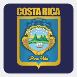 "Costa Rica-Gold" Geschenk-Ideen Quadratischer Aufkleber