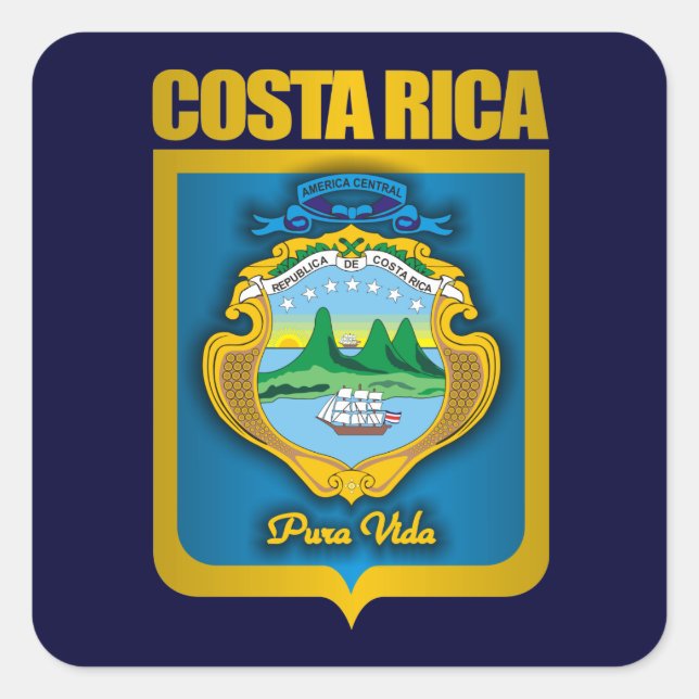 "Costa Rica Gold" Geschenkideen Quadratischer Aufkleber (Vorderseite)
