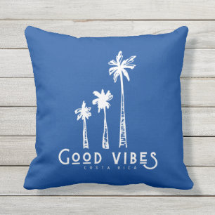 Costa Rica Gute Vibes Palm Tree Blauer Streifen Kissen