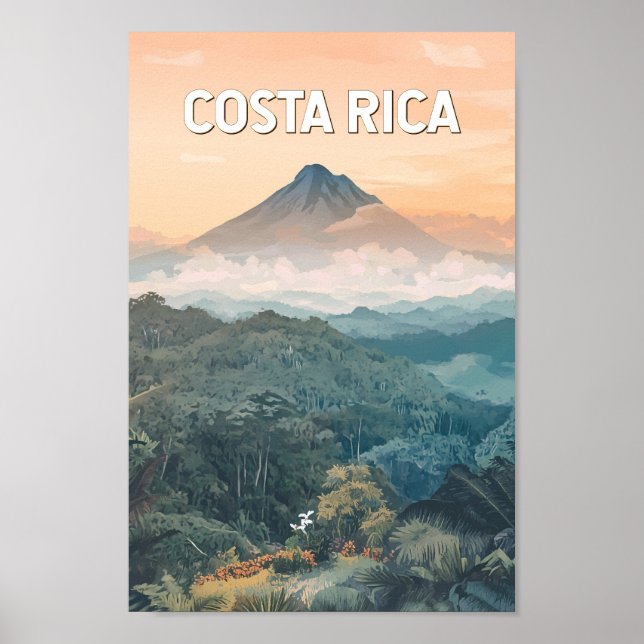 Costa Rica Illustration Travel Art Vintage Poster (Vorne)