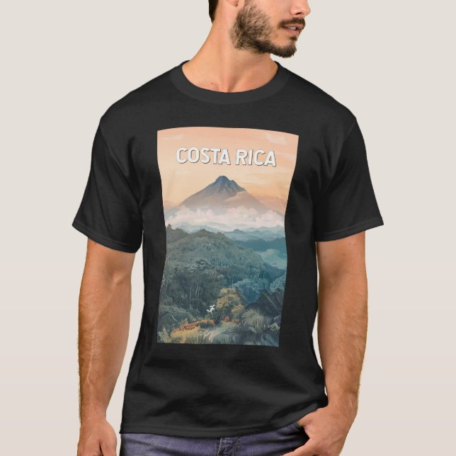 Costa Rica Illustration Travel Art Vintage T-Shirt (Vorderseite)