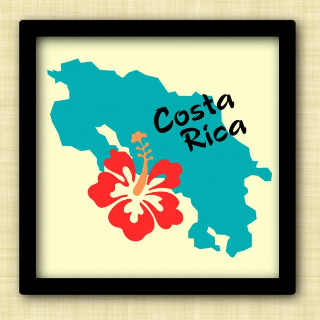 Costa Rica Karte Kunst mit Hibiskus Blume Poster (Von Creator hochgeladen)