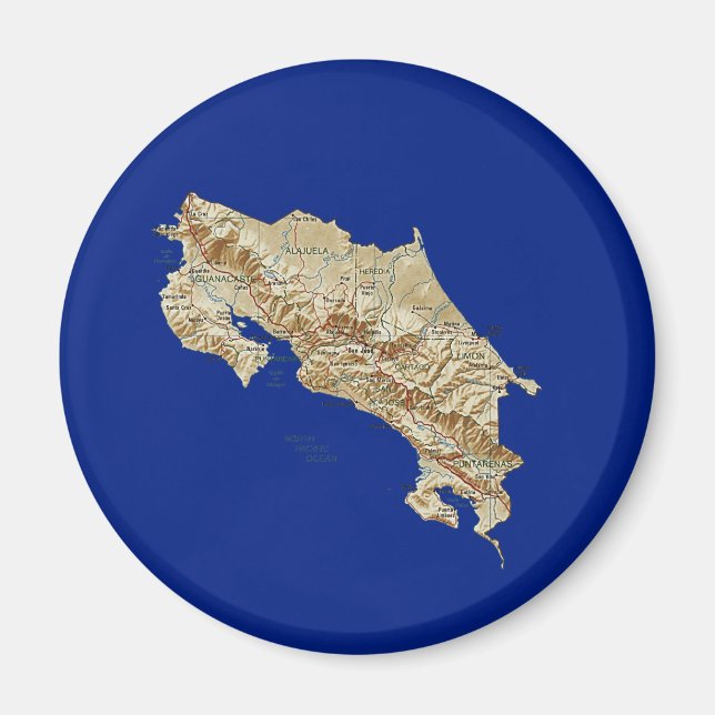 Costa Rica Karte Magnet (Vorne)