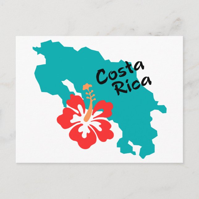 Costa Rica Karte mit Hibiskus (Vorderseite)