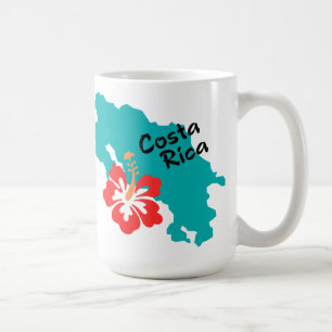 Costa Rica Karte mit Hibiskus Kaffeetasse