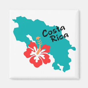 Costa Rica Karte mit Hibiskus Magnet