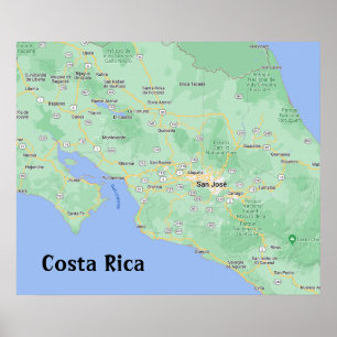 Costa Rica Karte Poster Print
