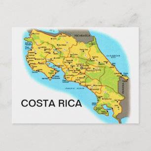 COSTA RICA Karte Postkarte