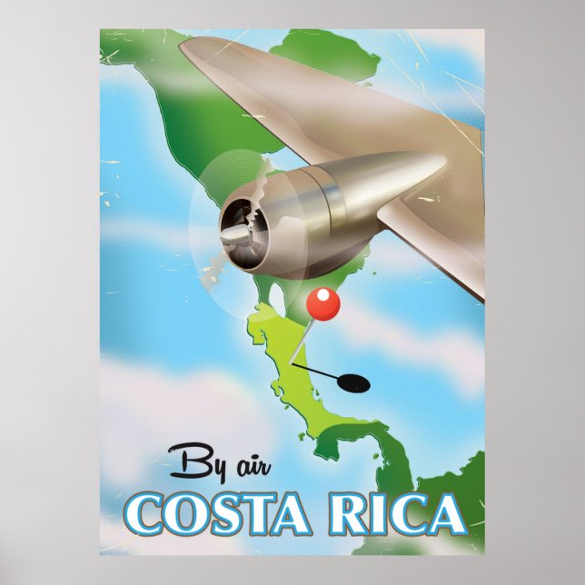 Costa Rica Karte Reiseplakat Poster (Vorne)