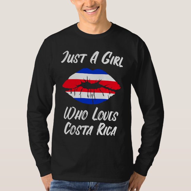 Costa Rica Lips Mouth Love Flag T-Shirt (Vorderseite)