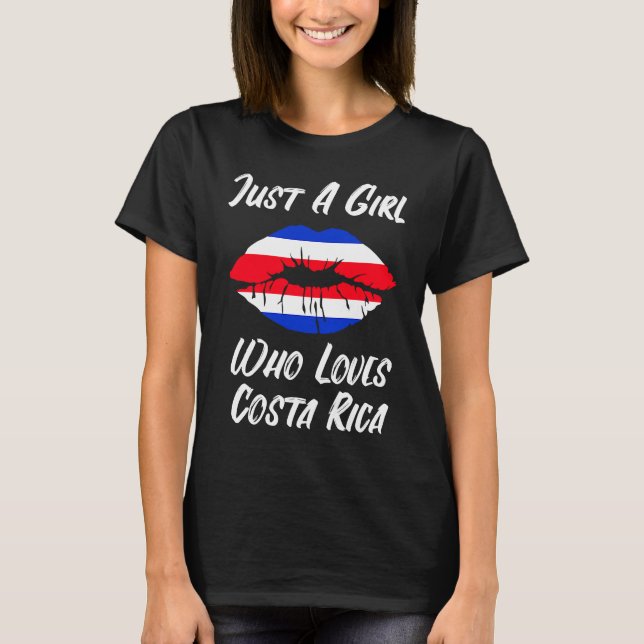 Costa Rica Lips Mouth Love Flag T-Shirt (Vorderseite)