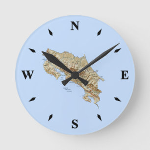 Costa Rica Map Clock Runde Wanduhr
