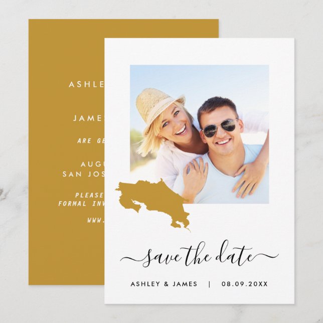 Costa Rica Map Foto Hochzeit Speichern Sie die Dat Save The Date (Vorne/Hinten)