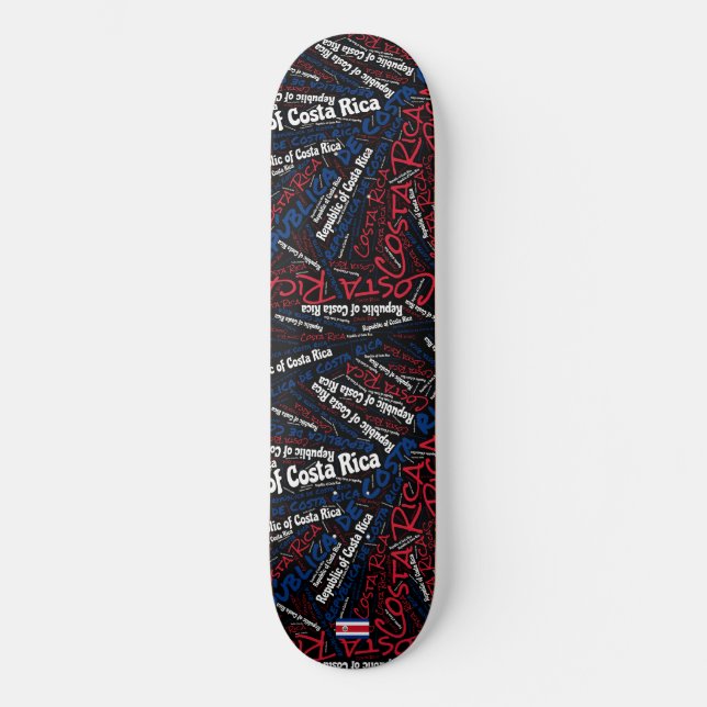 Costa Rica Nationalstolz Wordcloud Skateboard (Vorderseite)
