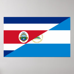 Costa Rica Nicaragua halbes Flaggensymbol Poster