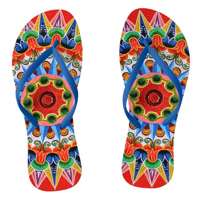 Costa Rica Oxcarwheel Art Flip Flops (Fußbett)