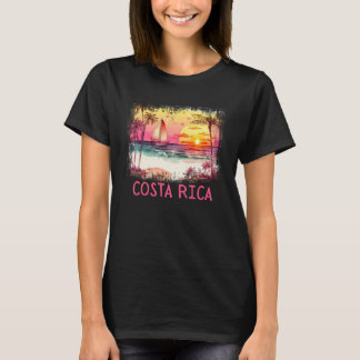Costa Rica Palm Tree Beach Urlaub Sommer und Sur T-Shirt