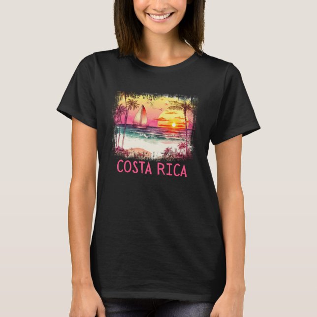 Costa Rica Palm Tree Beach Urlaub Sommer und Sur T-Shirt (Vorderseite)