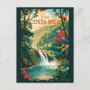 Costa Rica Papagei Illustration Reise Kunst Vintag Postkarte