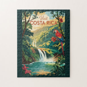 Costa Rica Papagei Illustration Reise Kunst Vintag Puzzle