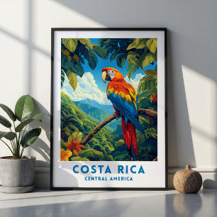 Costa Rica Papageien Reiseplakat Wandkunst Poster