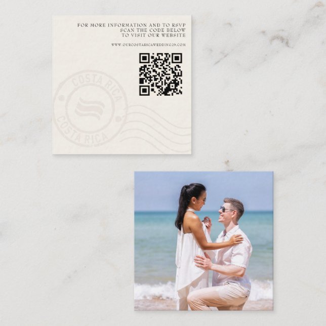 Costa Rica Passport Wedding QR Begleitkarte (Vorne/Hinten)
