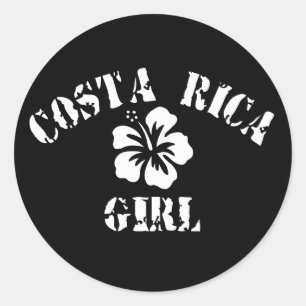 Costa Rica Pink Girl Runder Aufkleber
