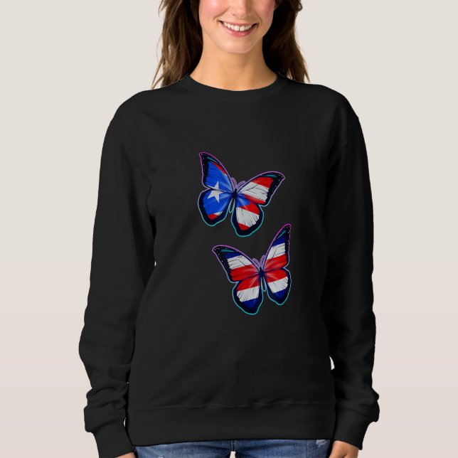 Costa Rica Puerto Rico bicultural roots Butterfly  Sweatshirt (Vorderseite)
