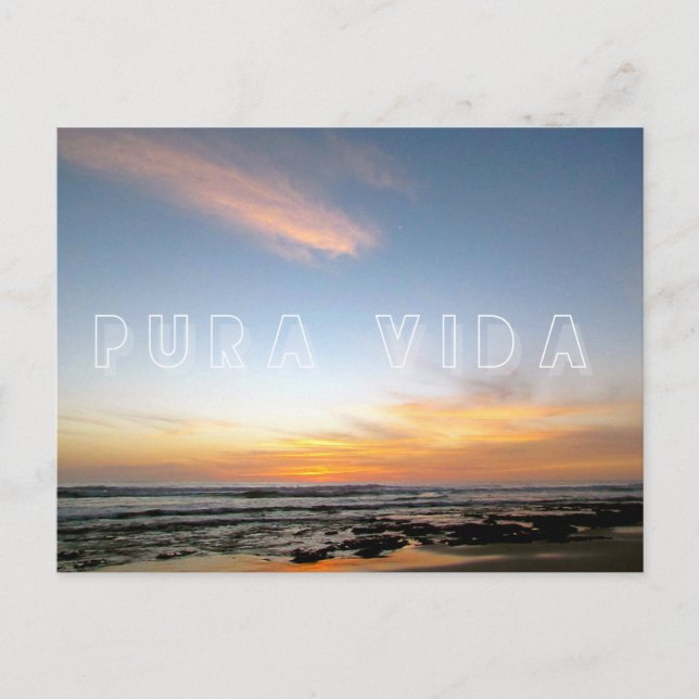 Costa Rica Pura Vida Beach Sunset Postcard Postkarte (Vorderseite)