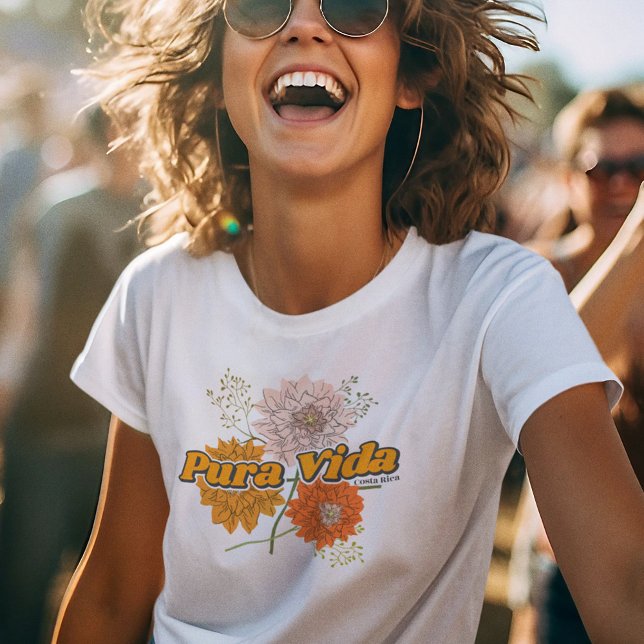 Costa Rica Pura Vida Botanische Blume T-Shirt (Costa Rica Pura Vida Botanical Flowers T-Shirt)