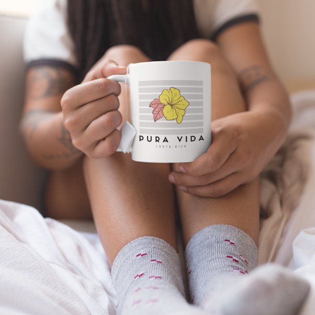 Costa Rica Pura Vida Hibiskus Blume Kaffeetasse (Costa Rica Pura Vida Hibiscus Flower Coffee Mug)