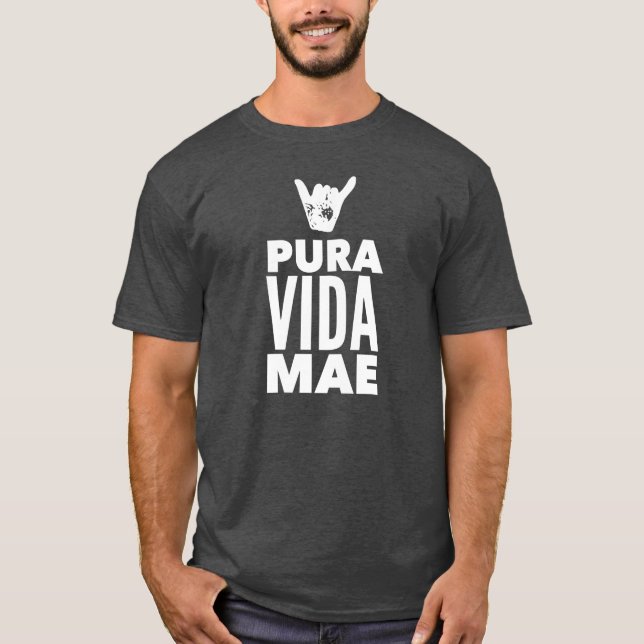 Costa Rica Pura Vida Mae Shaka Sign Surfing T-Shirt (Vorderseite)