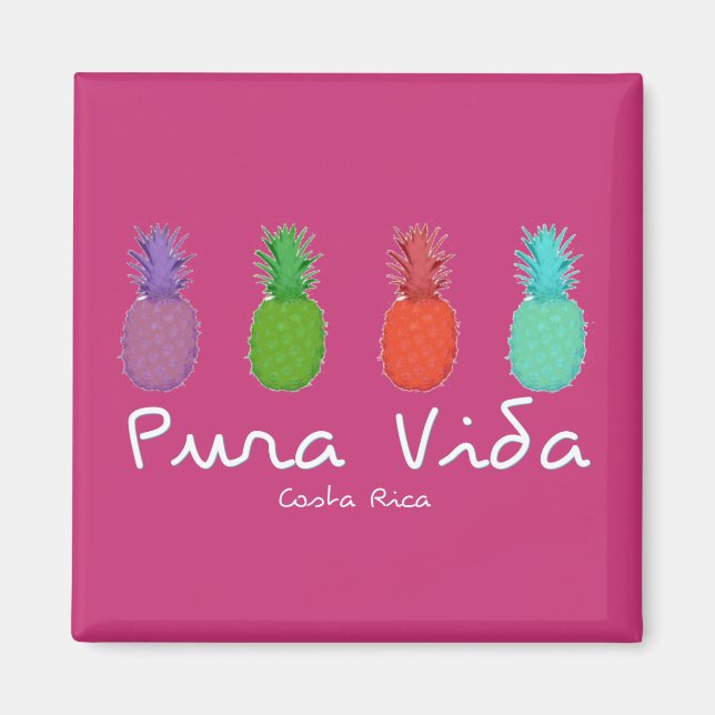 Costa Rica Pura Vida Pineaple Magnet | Rosa (Vorne)