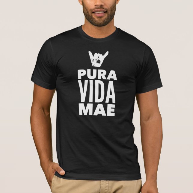 Costa Rica Pura Vida Shaka Surfing T-Shirt (Vorderseite)