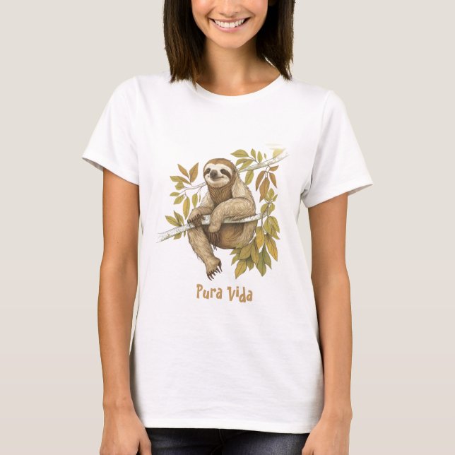Costa Rica Pura Vida Sloth Shirt (Vorderseite)
