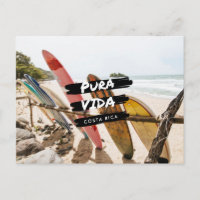 Costa Rica Pura Vida Surfboard Foto Postkarte