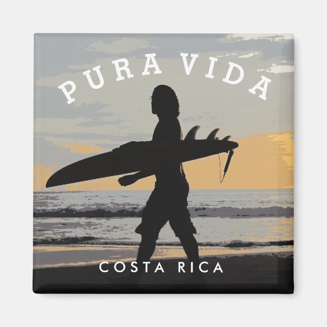 Costa Rica Pura Vida Surfer Souvenir Magnet (Vorne)