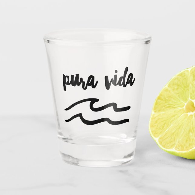 Costa Rica Pura Vida Wave Souvenir Schnapsglas (Vorderseite)