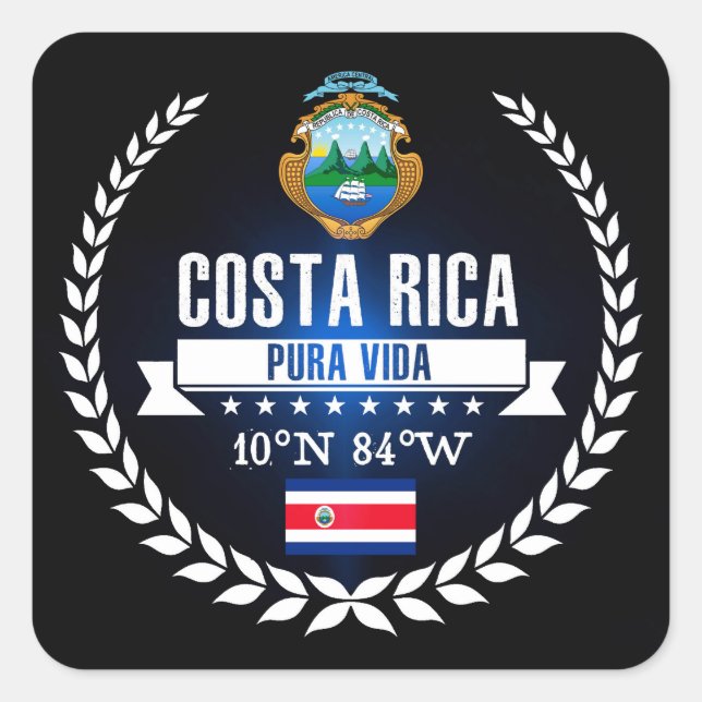 Costa Rica Quadratischer Aufkleber (Vorderseite)