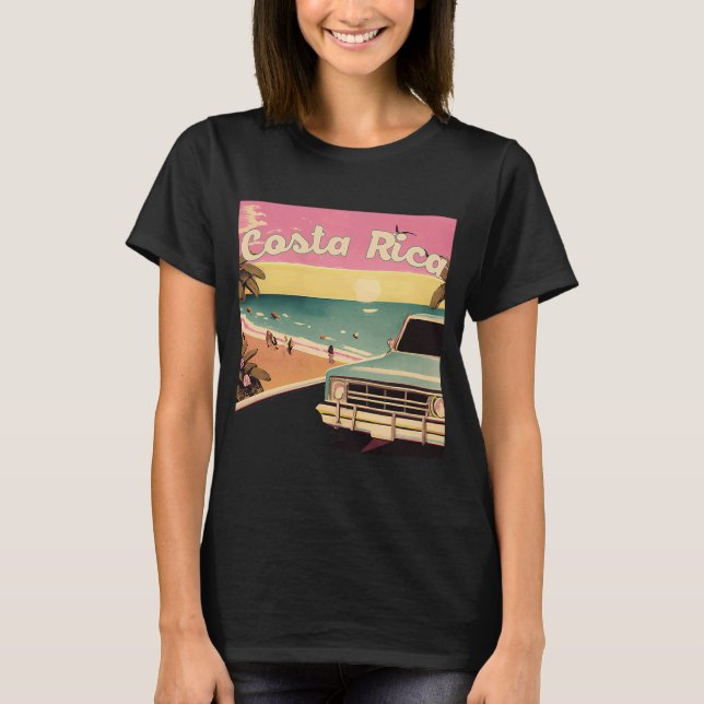 Costa Rica Retro Beach Vacation Graphics Costa Ric T-Shirt (Vorderseite)