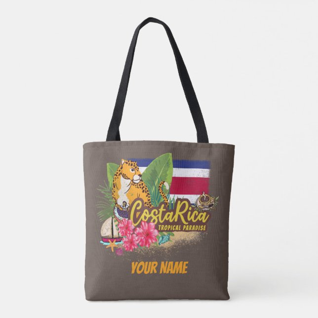 Costa Rica Retro große Katze Vintage Flagge Souven (Rückseite)