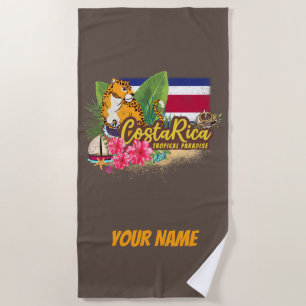 Costa Rica Retro große Katze Vintage Flagge Souven Strandtuch