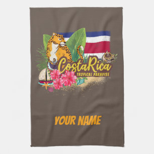 Costa Rica Retro Großkatze Vintage-Flagge Souvenir Geschirrtuch
