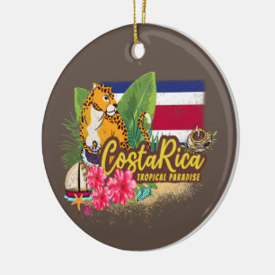 Costa Rica Retro Großkatze Vintage-Flagge Souvenir Keramik Ornament