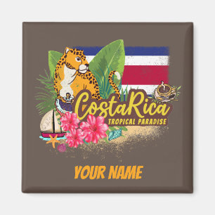 Costa Rica Retro Großkatze Vintage-Flagge Souvenir Magnet